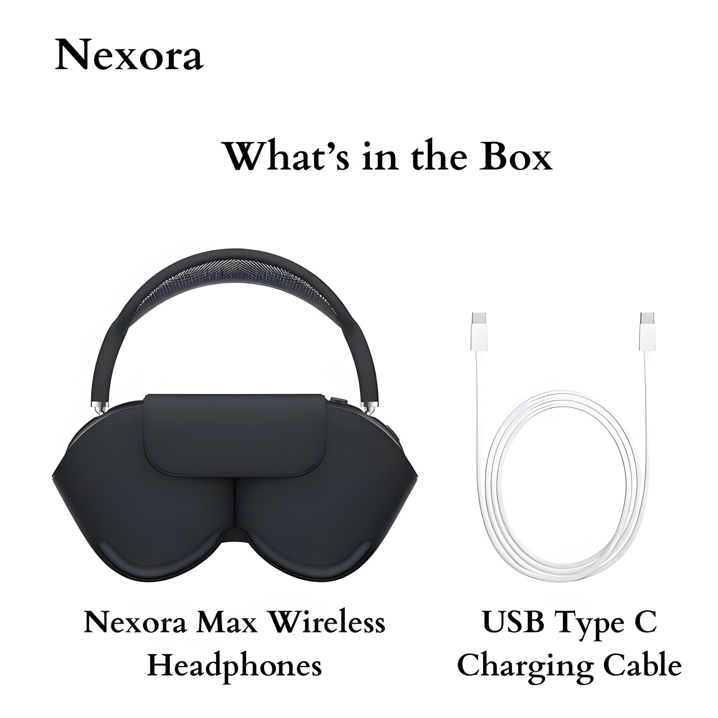 Nexora Max Wireless Headphones with Premium Over-Ear Design & Luxury Matte Finish (Starlight)