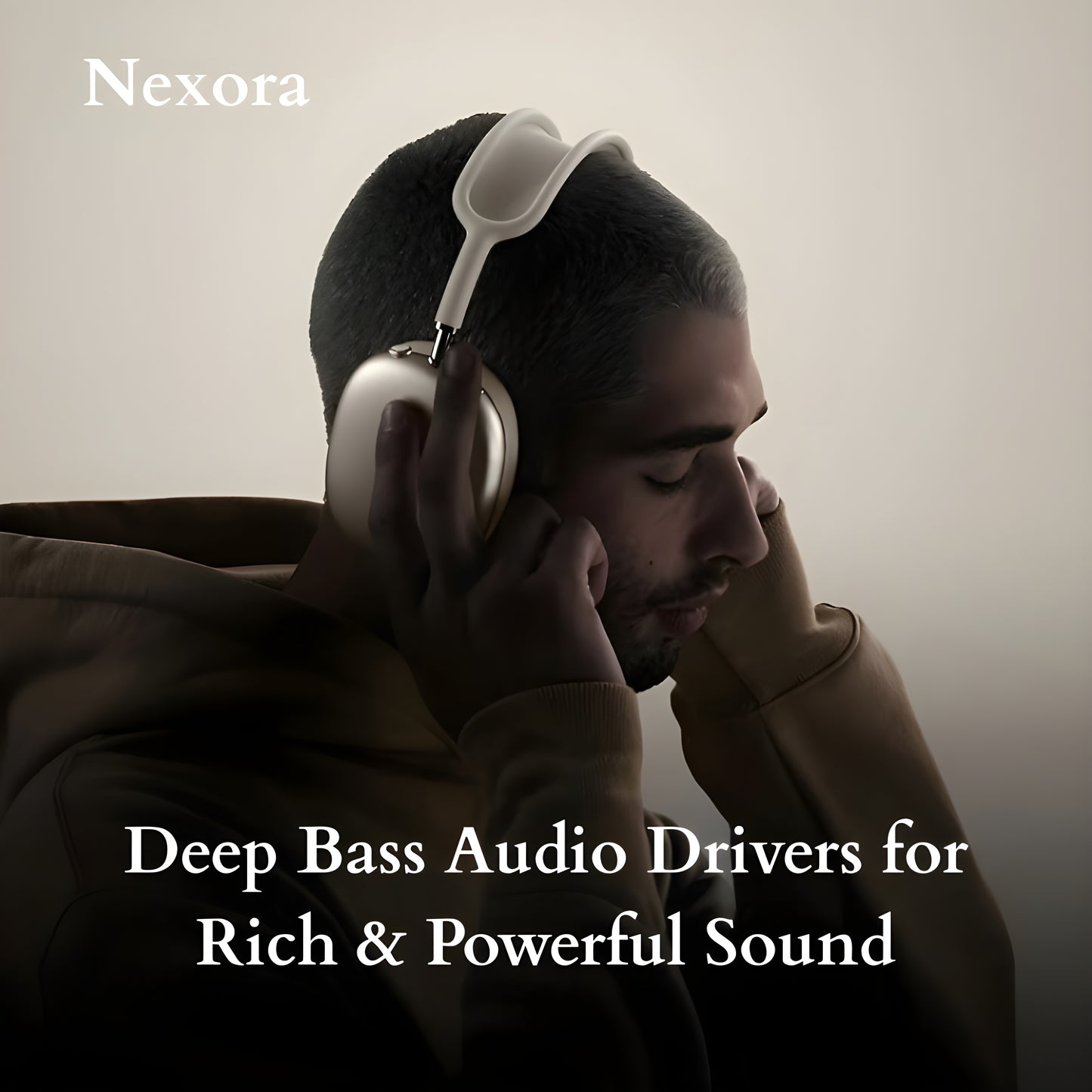 Nexora Max Wireless Headphones with Premium Over-Ear Design & Luxury Matte Finish (Starlight)