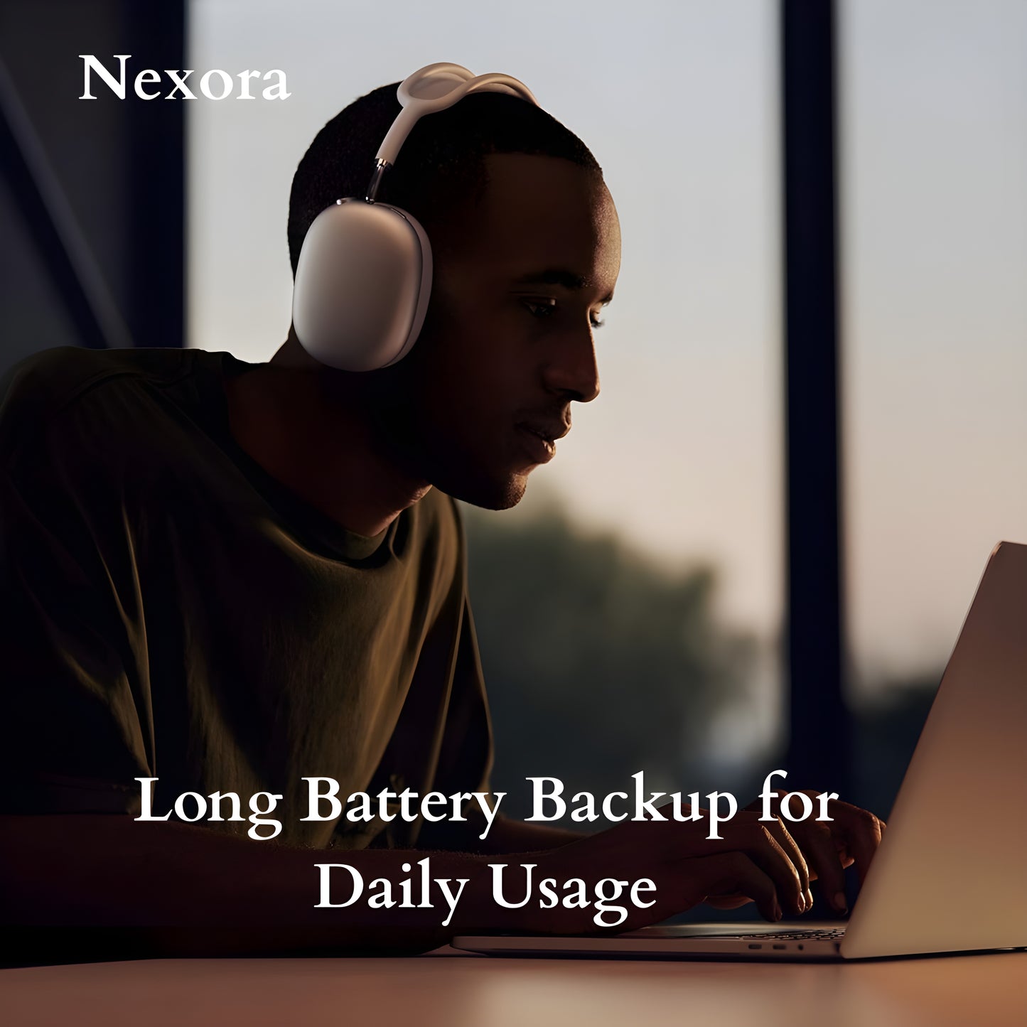 Nexora Max Wireless Headphones with Premium Over-Ear Design & Luxury Matte Finish (Starlight)
