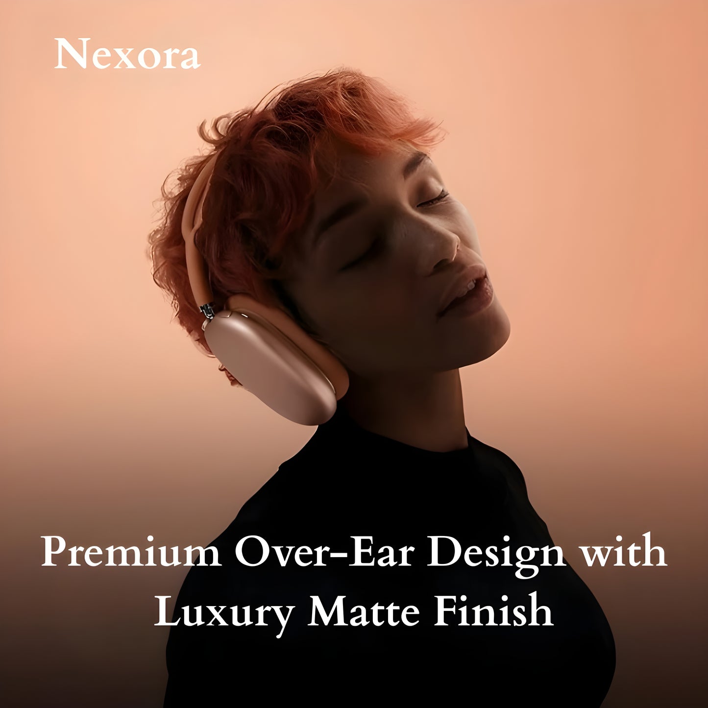 Nexora Max Wireless Headphones with Premium Over-Ear Design & Luxury Matte Finish (Starlight)
